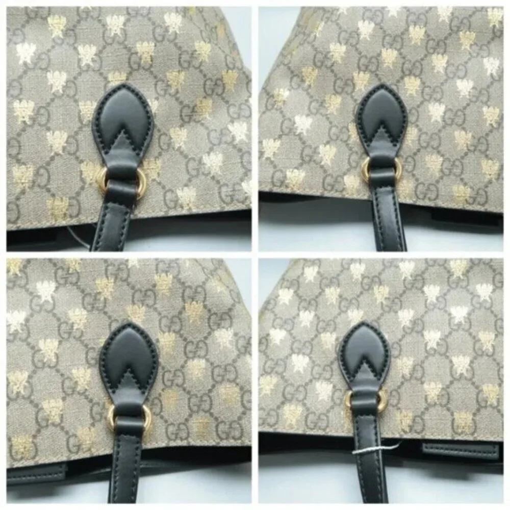 Authentic Gucci GG Supreme Bees Tote Bag Canvas Leather Crossbody Luxury